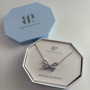 Bomb Party Loops Between Wishes Necklace NK90444 Aqua Blue Spinel Rhodium